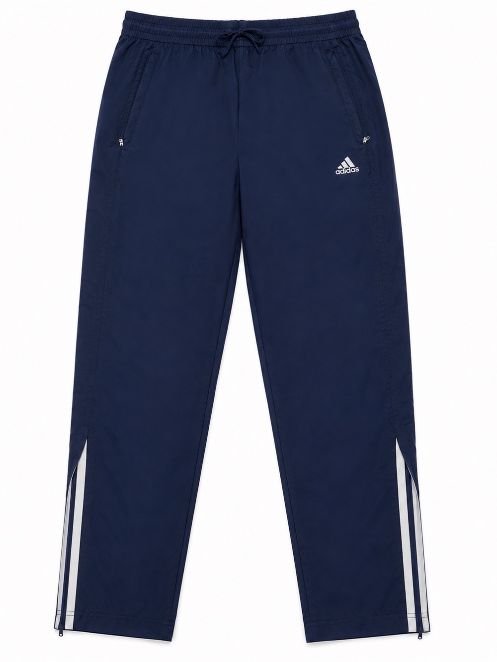 Vintage Adidas Men’s Track Pants Medium Navy Blue Ankle Zip Windbreaker 90s Y2K